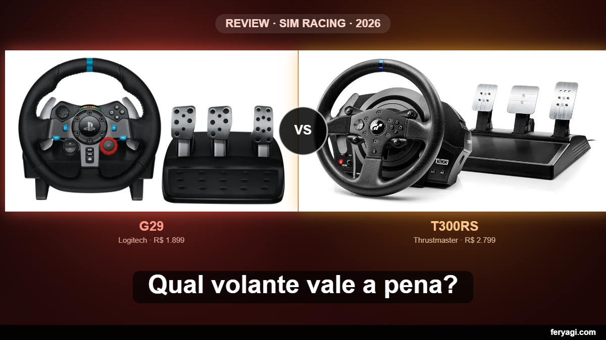 Volante Gamer G29 vs T300RS: qual vale mais a pena em 2026? (Review completo)
