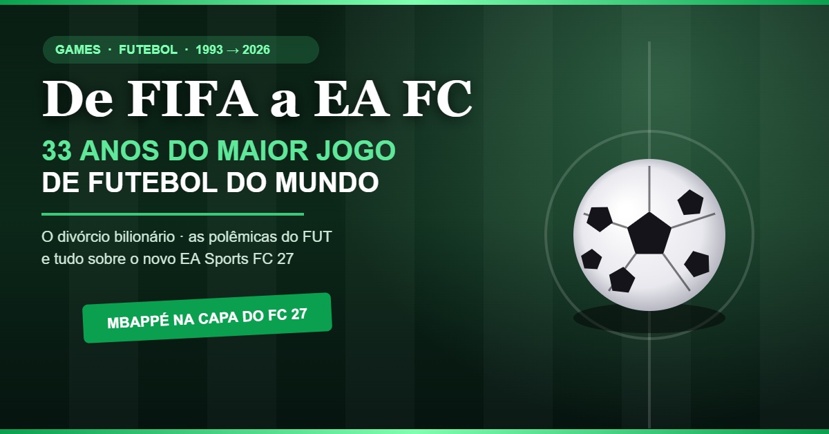 Ilustração autoral de uma bola de futebol sobre um gramado de estádio à noite