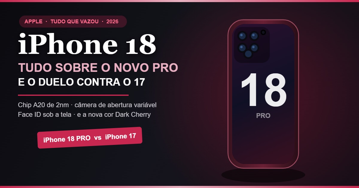 Ilustração autoral de um smartphone premium na cor vinho escuro com o número 18 na tela