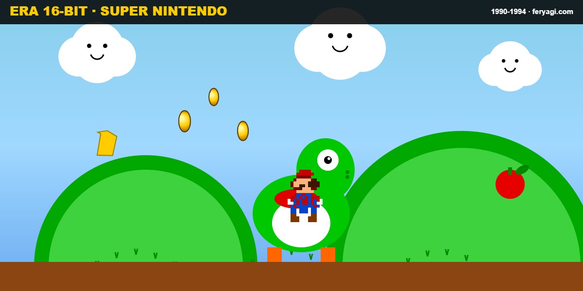 Era 16-bit SNES Super Mario World Yoshi 1990